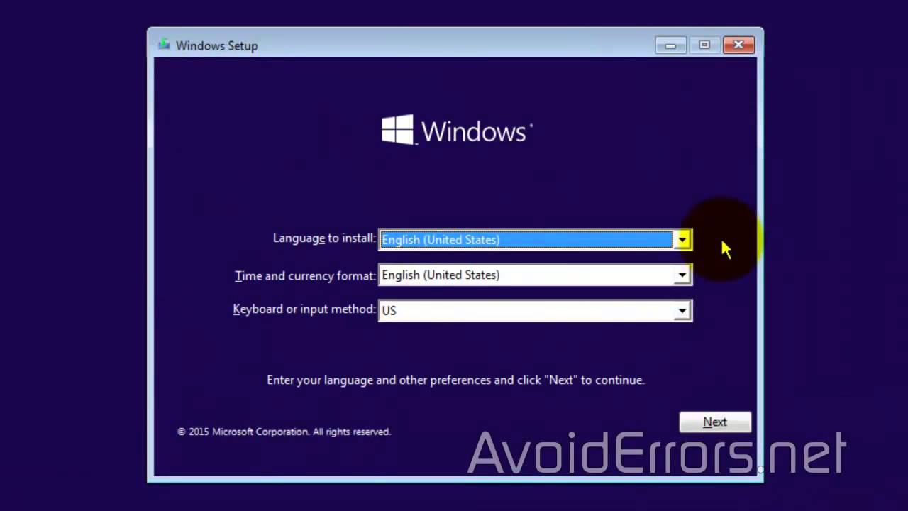 windows 10 install format drive